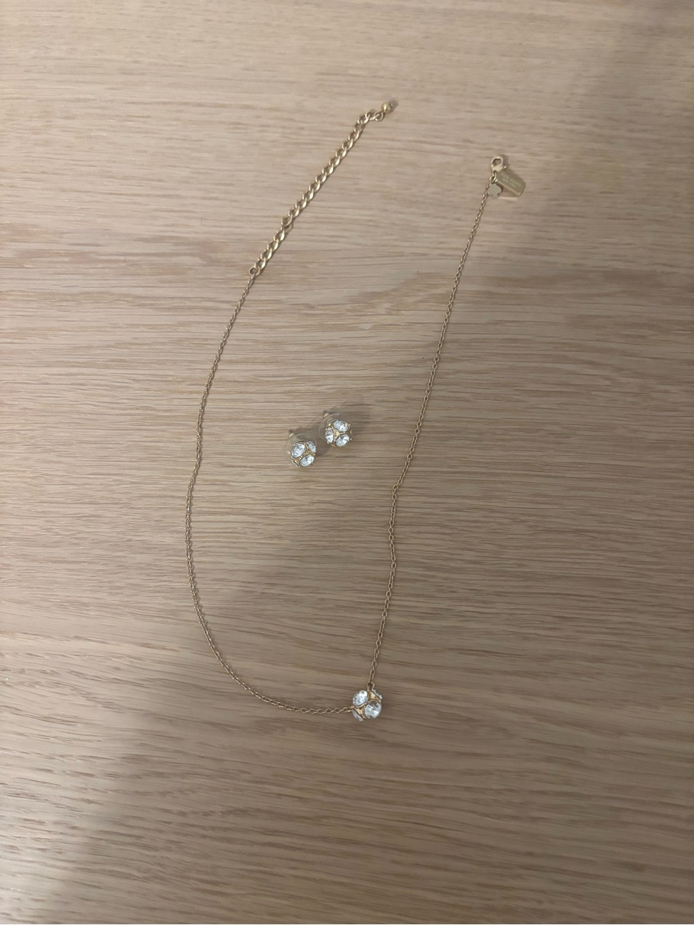 KATE SPADE Gold Crystal Flower Necklace & Stud Earrings Set